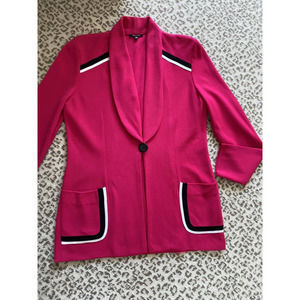 Misook Vibrant Fuchsia‎ Pink Acrylic Knit Jacket Blazer Cardigan~S